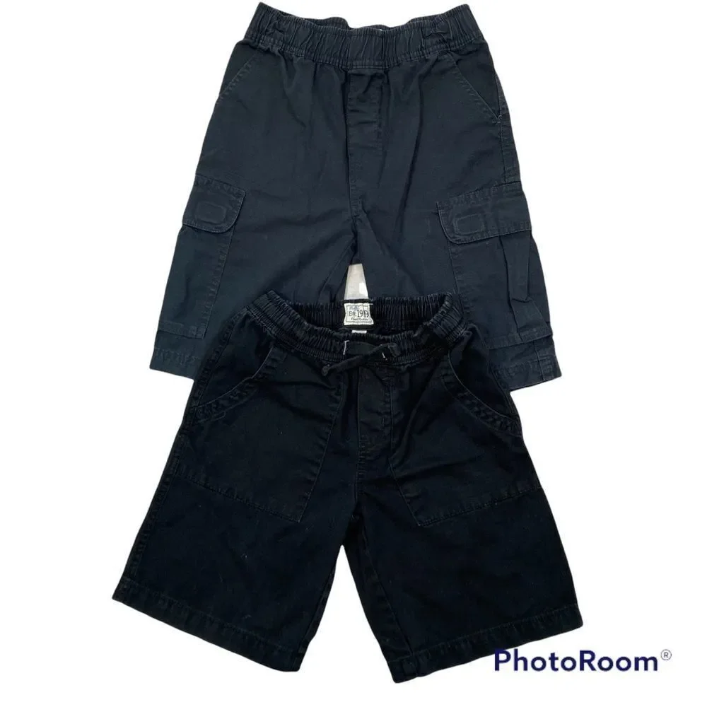 Lot of two Pairs of Boys Childrens Place Black‎ Shorts Both Size 7
